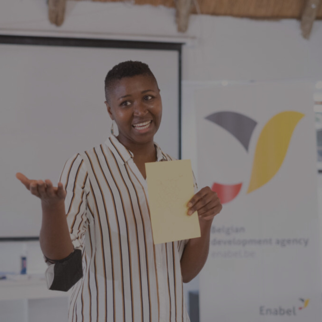 Woman speaking in public.